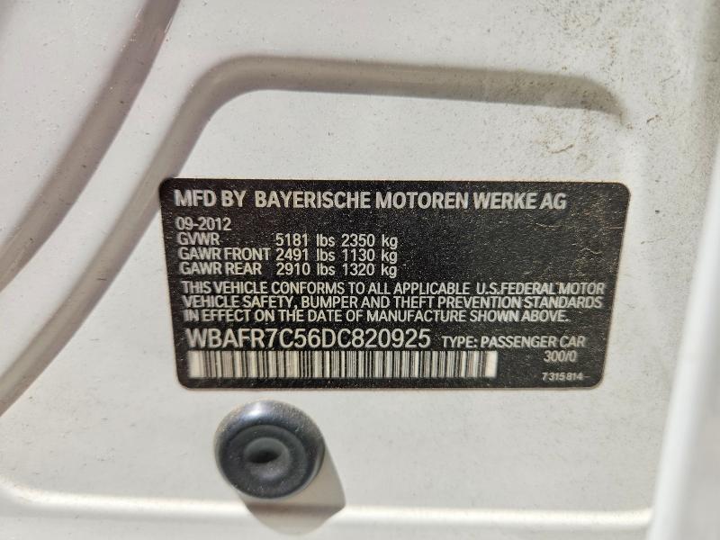 2013 Bmw 535 მანქანა იყიდება აუქციონზე, vin: WBAFR7C56DC820925, აუქციონის ნომერი: 53848076