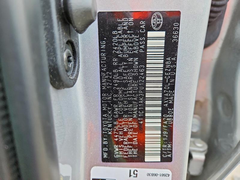 53985376 :رقم المزاد ، 4T1C11AK3PU122463 vin ، 2023 Toyota Camry مزاد بيع