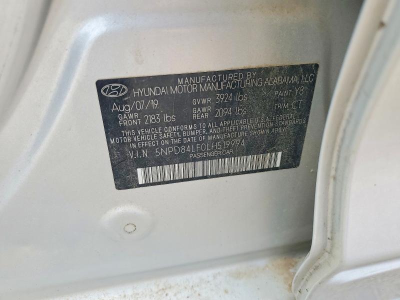 2020 Hyundai Elantra მანქანა იყიდება აუქციონზე, vin: 5NPD84LF0LH519994, აუქციონის ნომერი: 52396386