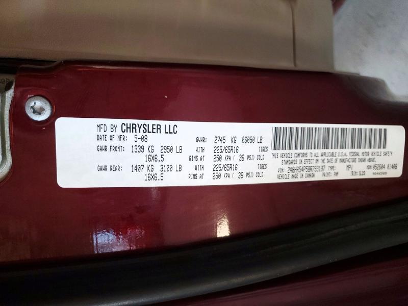 Aukcja sprzedaży 2008 Chrysler Town & Country, vin: 2A8HR54P58R793187, numer aukcji: 54173316