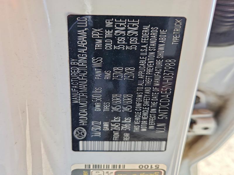 53604276 :رقم المزاد ، 5NTJCDAE5NH037988 vin ، 2022 Hyundai Santa Cruz مزاد بيع