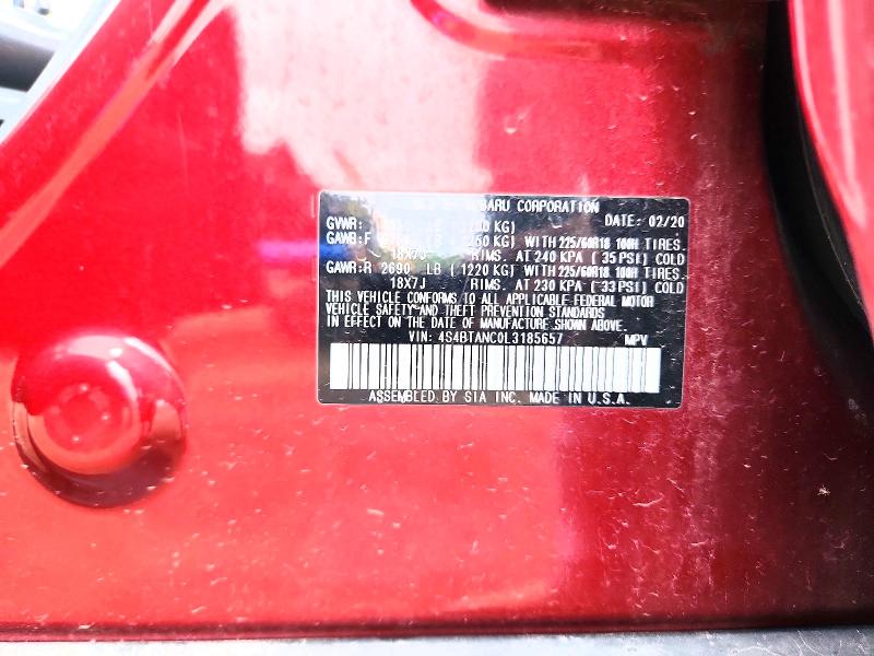 2020 Subaru Outback მანქანა იყიდება აუქციონზე, vin: 4S4BTANC0L3185657, აუქციონის ნომერი: 52313146