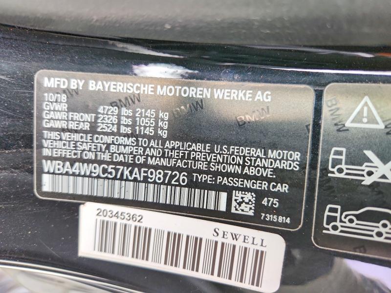 Продаж на аукціоні авто 2019 Bmw 440xi, vin: WBA4W9C57KAF98726, номер лоту: 51426826