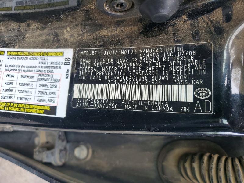 Aukcja sprzedaży 2009 Toyota Corolla Matrix, vin: 2T1KE40E69C024934, numer aukcji: 55416106