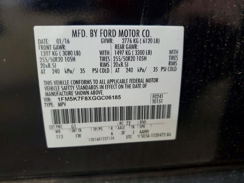 Продажа на аукционе авто 2016 Ford Explorer, vin: 1FM5K7F8XGGC06185, номер лота: 53778816