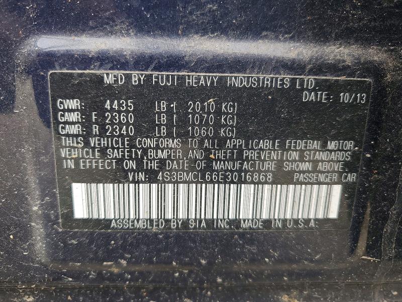 2014 Subaru Legacy მანქანა იყიდება აუქციონზე, vin: 4S3BMCL66E3016868, აუქციონის ნომერი: 53122626