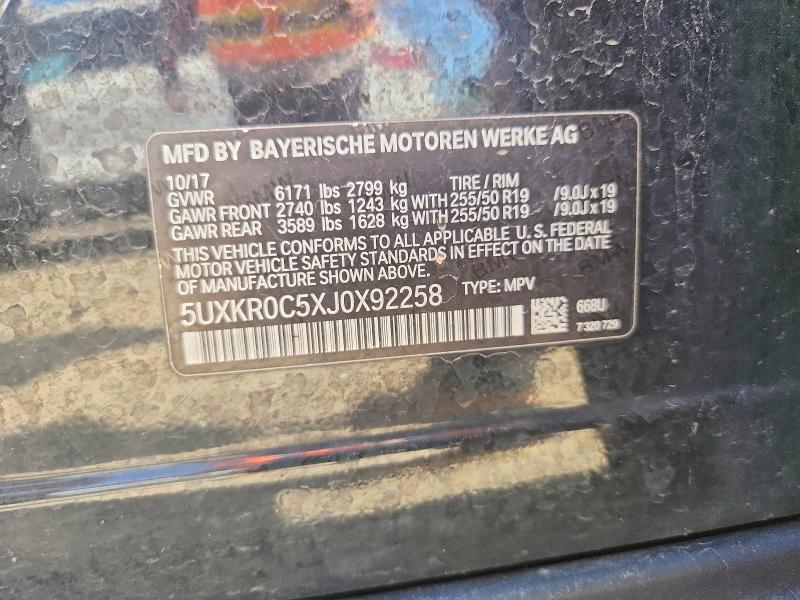 54602176 :رقم المزاد ، 5UXKR0C5XJ0X92258 vin ، 2018 Bmw X5 مزاد بيع