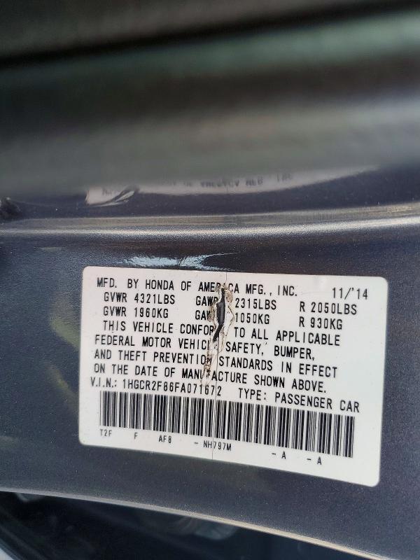 Aukcja sprzedaży 2015 Honda Accord, vin: 1HGCR2F86FA071672, numer aukcji: 53201436