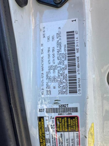54535596 :رقم المزاد ، 5TFRX5GNXGX059544 vin ، 2016 Toyota Tacoma مزاد بيع