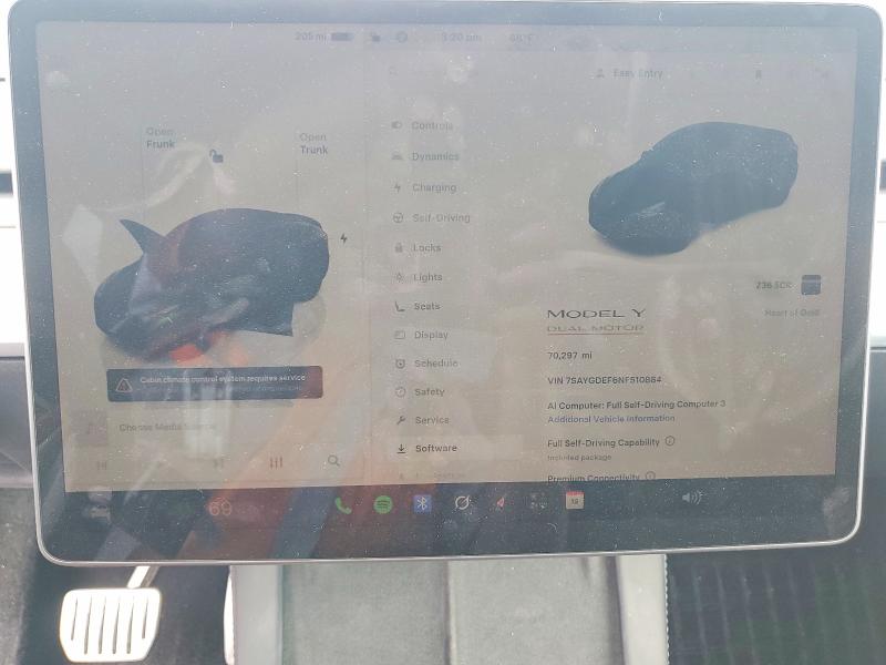 Продаж на аукціоні авто 2022 Tesla Model Y, vin: 7SAYGDEF6NF510884, номер лоту: 53877056