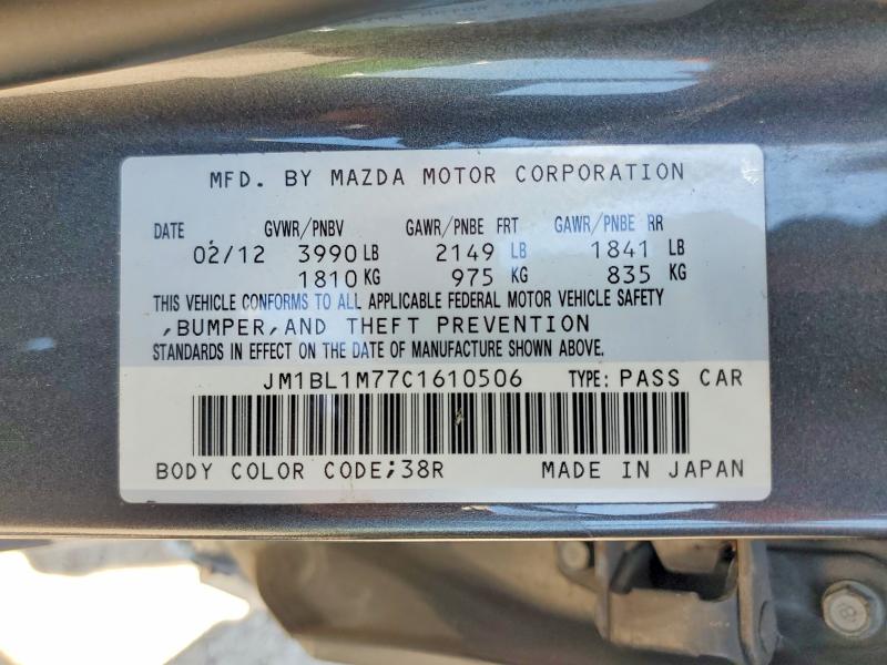 Aukcja sprzedaży 2012 Mazda 3, vin: JM1BL1M77C1610506, numer aukcji: 53379926