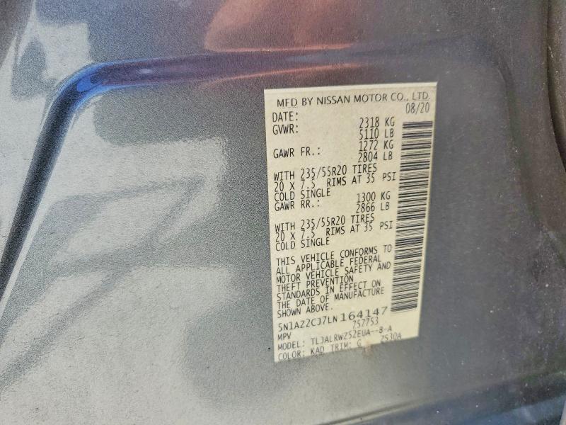 2020 Nissan Murano მანქანა იყიდება აუქციონზე, vin: 5N1AZ2CJ7LN164147, აუქციონის ნომერი: 52438696
