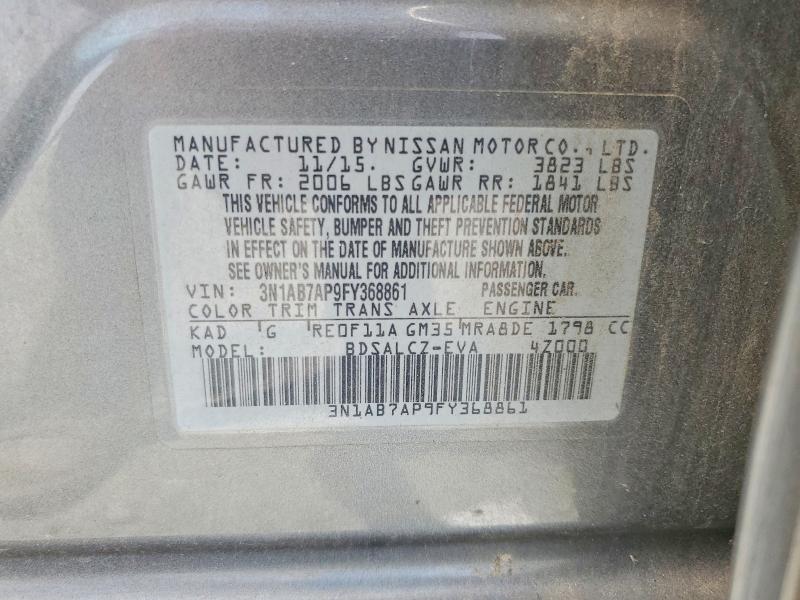 Aukcja sprzedaży 2015 Nissan Sentra, vin: 3N1AB7AP9FY368861, numer aukcji: 54865376