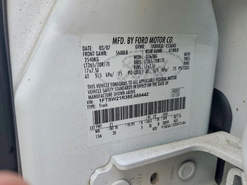 Продажа на аукционе авто 2008 Ford F250, vin: 1FTSW21R38EA69442, номер лота: 54837456