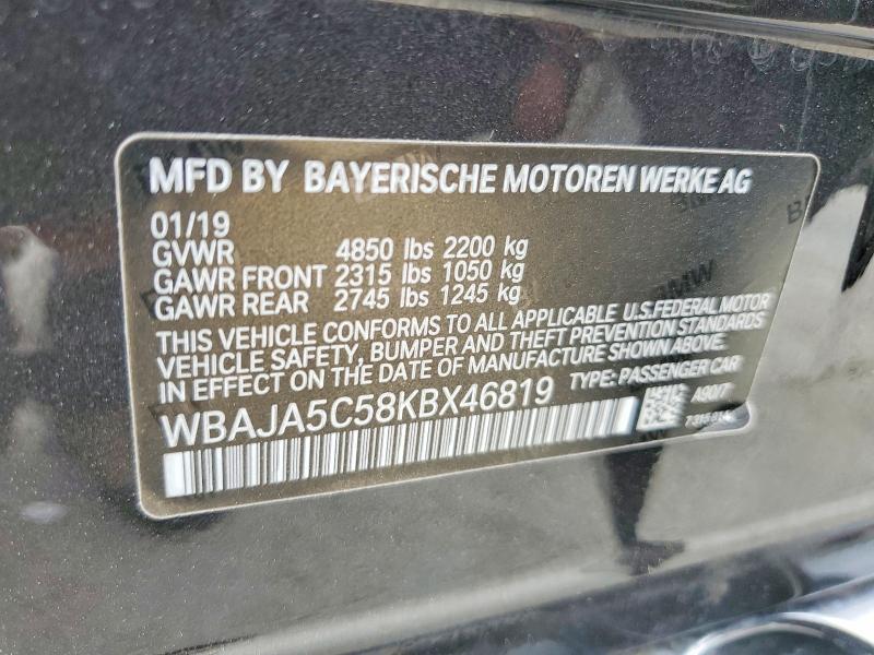 Продаж на аукціоні авто 2019 Bmw 530, vin: WBAJA5C58KBX46819, номер лоту: 52496306