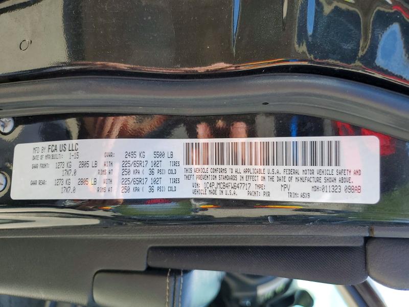 2015 Jeep Cherokee მანქანა იყიდება აუქციონზე, vin: 1C4PJMCB4FW647717, აუქციონის ნომერი: 53473066