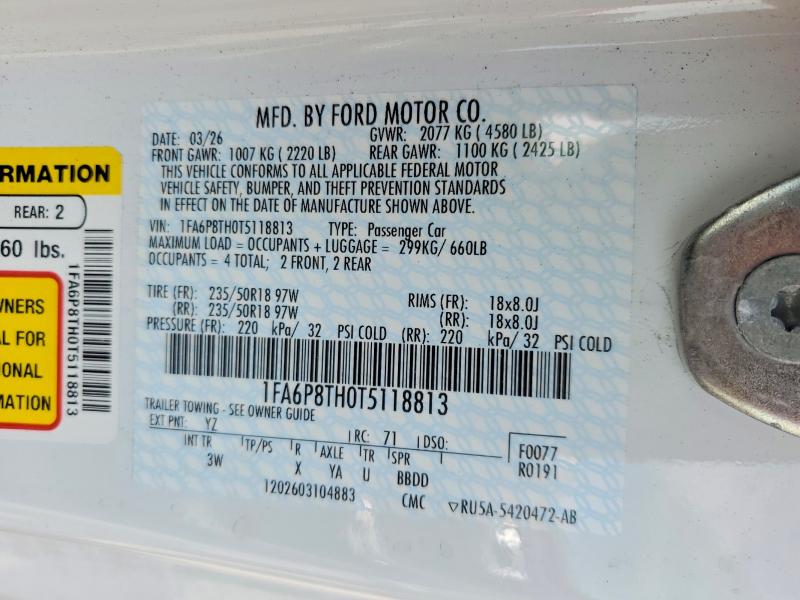 Продажа на аукционе авто 2026 Ford Mustang, vin: 1FA6P8TH0T5118813, номер лота: 53128116