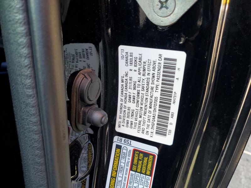 Продаж на аукціоні авто 2013 Honda Civic, vin: 2HGFG4A51DH707005, номер лоту: 52786686