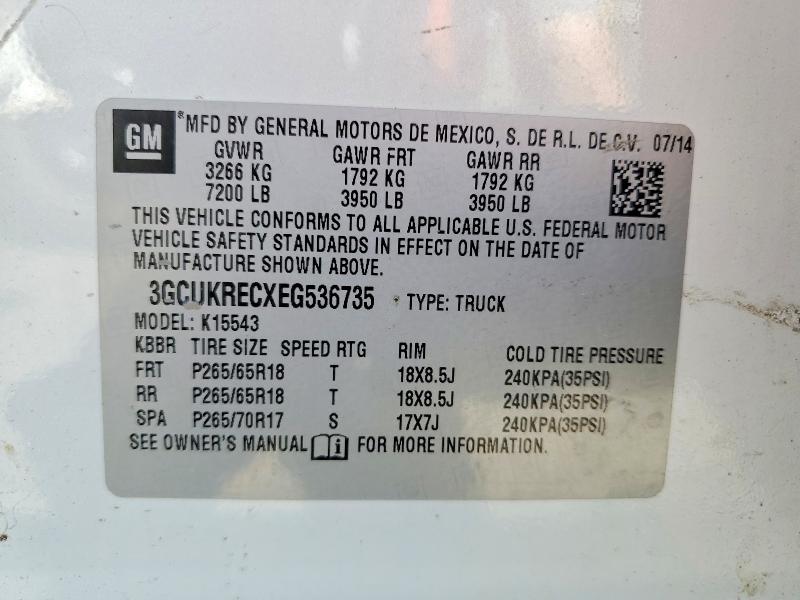 Aukcja sprzedaży 2014 Chevrolet Silverado, vin: 3GCUKRECXEG536735, numer aukcji: 54665846