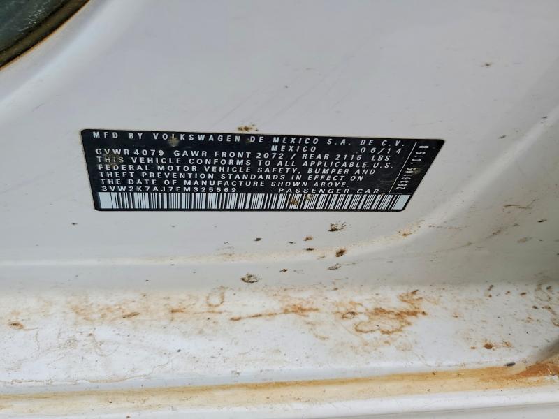 52497666 :رقم المزاد ، 3VW2K7AJ7EM325569 vin ، 2014 Volkswagen Jetta مزاد بيع