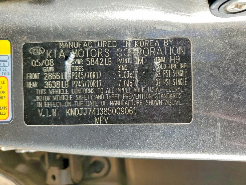 2009 Kia Borrego მანქანა იყიდება აუქციონზე, vin: KNDJJ741385009061, აუქციონის ნომერი: 52207096