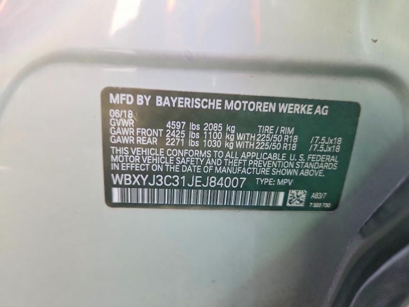 52211516 :رقم المزاد ، WBXYJ3C31JEJ84007 vin ، 2018 Bmw X2 مزاد بيع