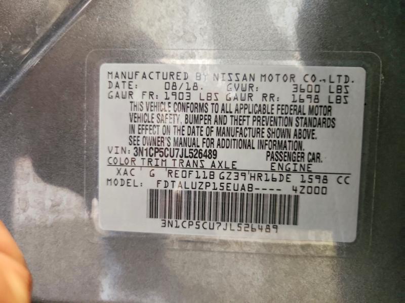 Aukcja sprzedaży 2018 Nissan Kicks, vin: 3N1CP5CU7JL526489, numer aukcji: 54313226