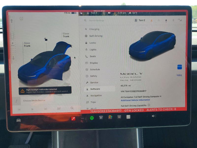 Продажа на аукционе авто 2026 Tesla Model Y, vin: 7SAYGDEE3TA394917, номер лота: 53949616