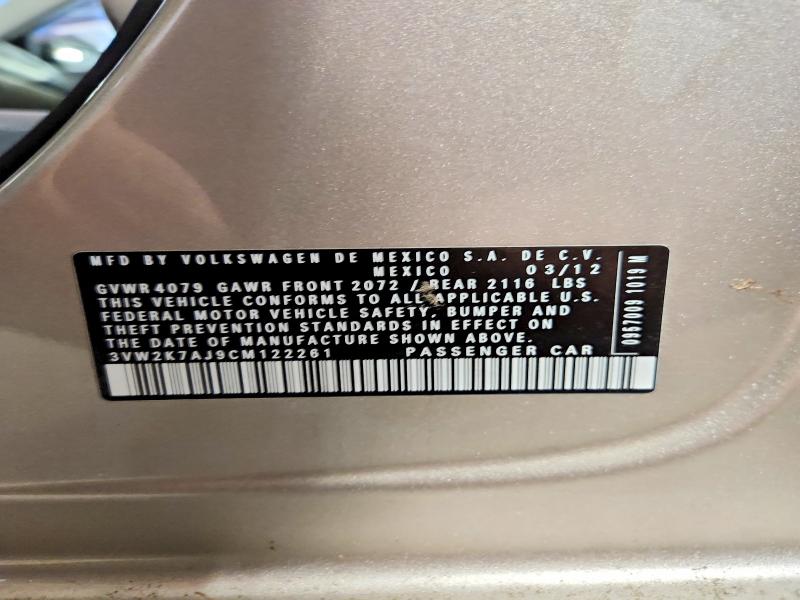 55127906 :رقم المزاد ، 3VW2K7AJ9CM122261 vin ، 2012 Volkswagen Jetta مزاد بيع