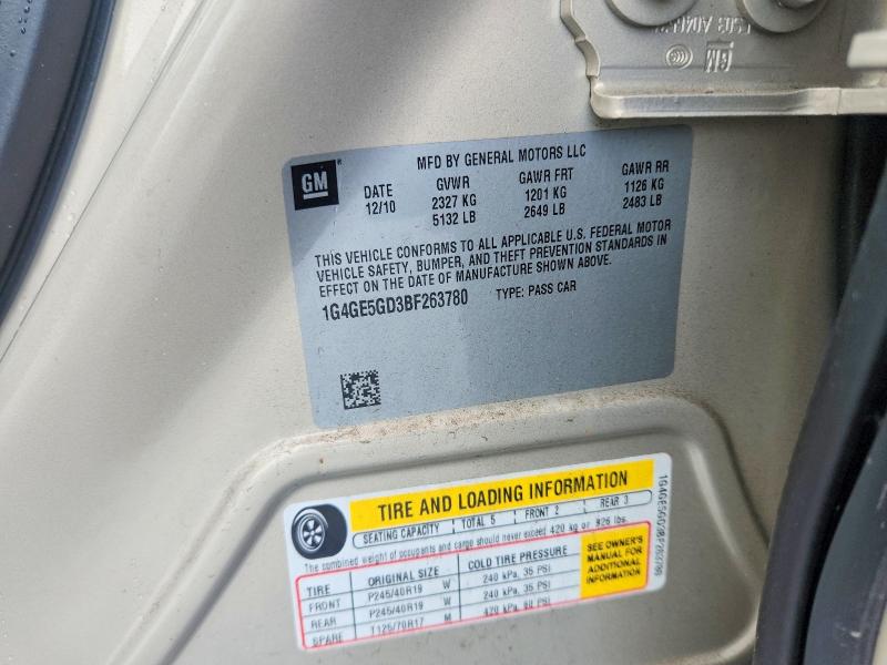 2011 Buick Lacrosse მანქანა იყიდება აუქციონზე, vin: 1G4GE5GD3BF263780, აუქციონის ნომერი: 52907726