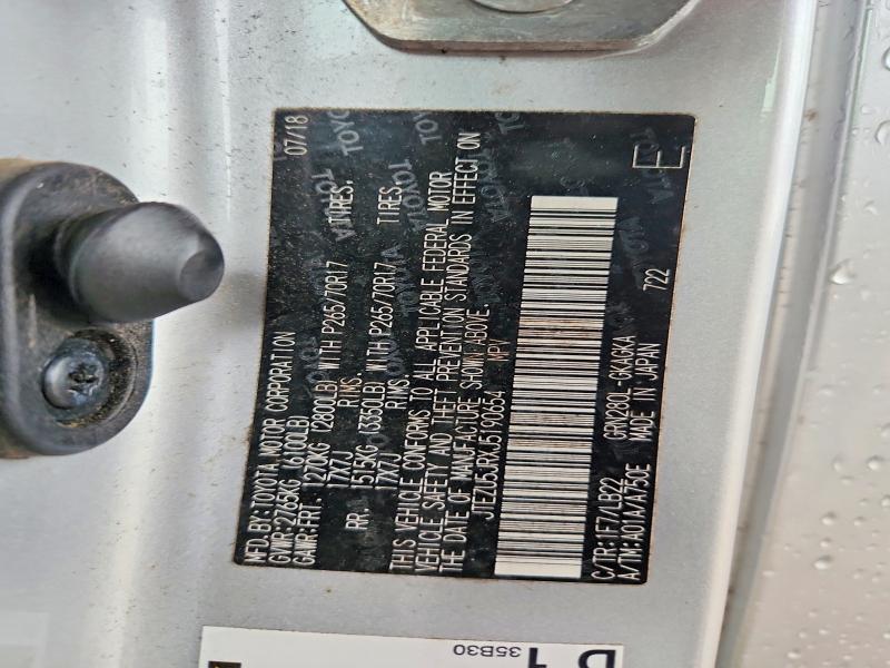 52585666 :رقم المزاد ، JTEZU5JRXJ5190654 vin ، 2018 Toyota 4runner مزاد بيع