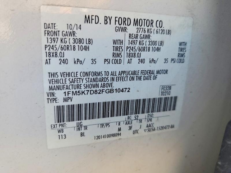 Aukcja sprzedaży 2015 Ford Explorer, vin: 1FM5K7D82FGB10472, numer aukcji: 52494336