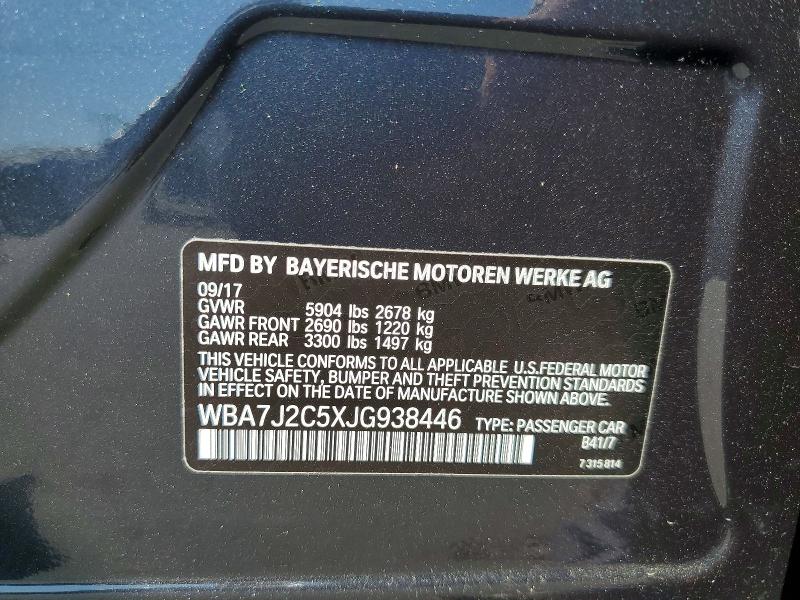 Auction sale of the 2018 Bmw 740, vin: WBA7J2C5XJG938446, lot number: 54802876