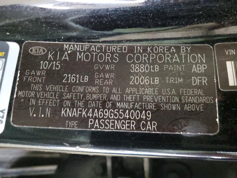 2016 Kia Forte მანქანა იყიდება აუქციონზე, vin: KNAFK4A69G5540049, აუქციონის ნომერი: 54272726