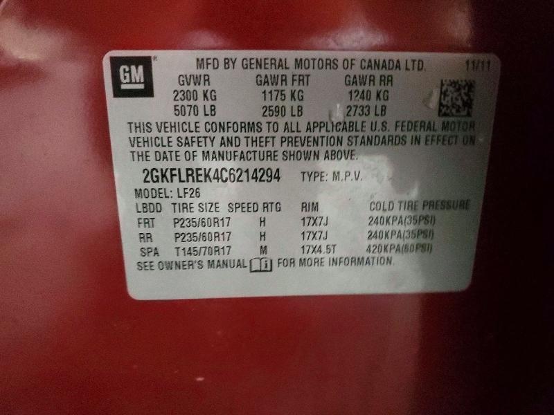 2012 Gmc Terrain მანქანა იყიდება აუქციონზე, vin: 2GKFLREK4C6214294, აუქციონის ნომერი: 53667486