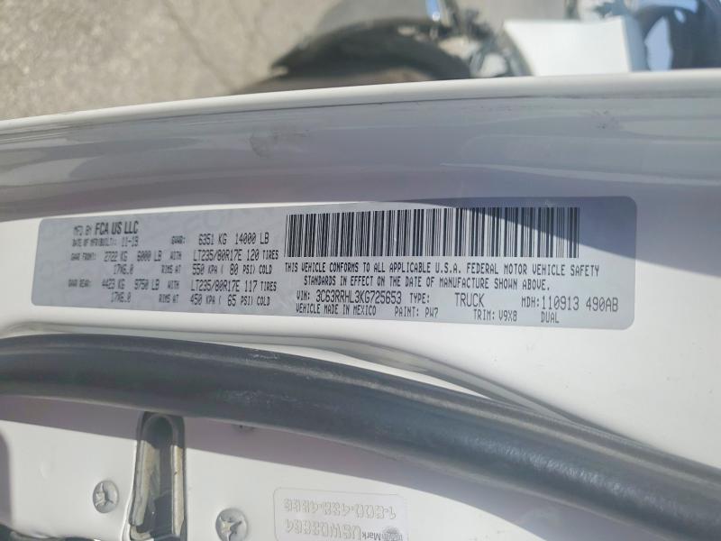 54017326 :رقم المزاد ، 3C63RRHL3KG725653 vin ، 2019 Ram 3500 مزاد بيع