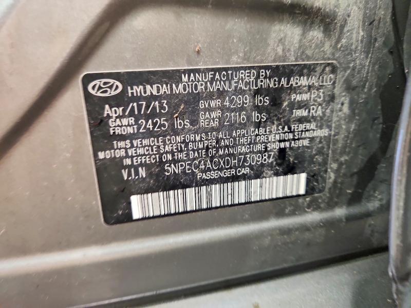2013 Hyundai Sonata მანქანა იყიდება აუქციონზე, vin: 5NPEC4ACXDH730987, აუქციონის ნომერი: 54524596