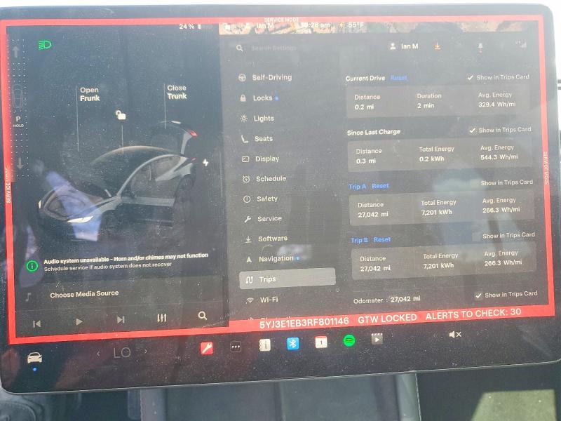 2024 Tesla Model 3 მანქანა იყიდება აუქციონზე, vin: 5YJ3E1EB3RF801146, აუქციონის ნომერი: 51665606