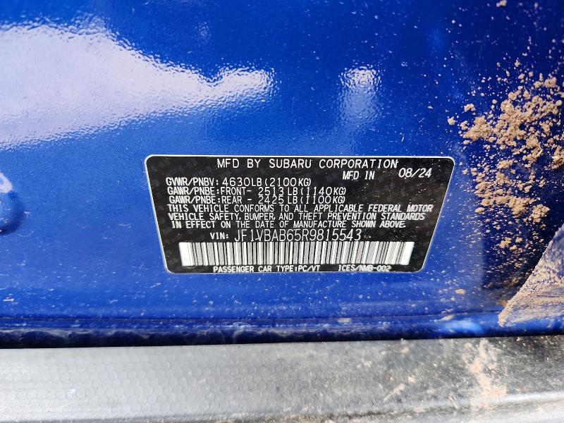 52724816 :رقم المزاد ، JF1VBAB65R9815543 vin ، 2024 Subaru Wrx مزاد بيع