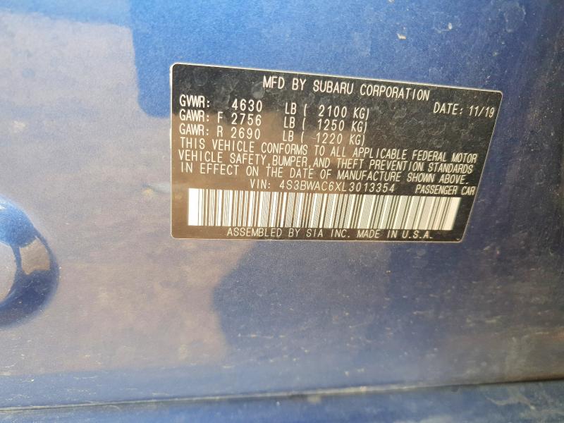 Aukcja sprzedaży 2020 Subaru Legacy, vin: 4S3BWAC6XL3013354, numer aukcji: 53829116