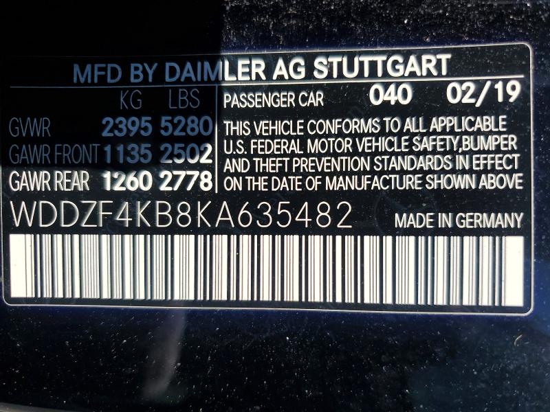 Продаж на аукціоні авто 2019 Mercedes-benz E, vin: WDDZF4KB8KA635482, номер лоту: 53738786