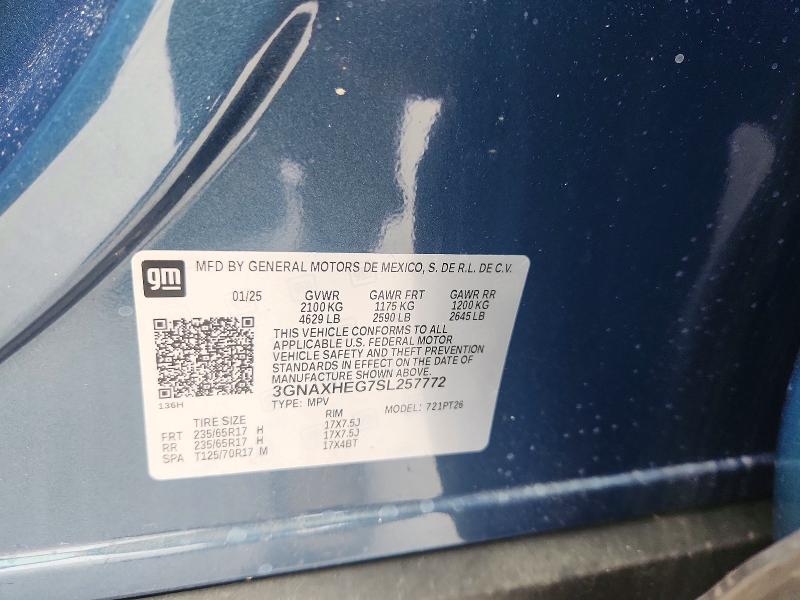 Продаж на аукціоні авто 2025 Chevrolet Equinox, vin: 3GNAXHEG7SL257772, номер лоту: 52203486