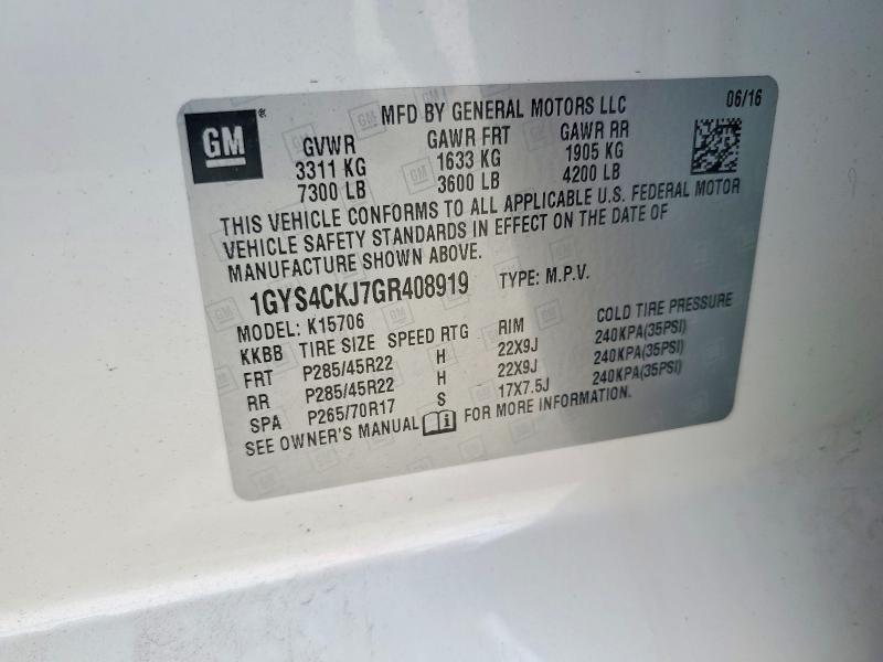 Продажа на аукционе авто 2016 Cadillac Escalade, vin: 1GYS4CKJ7GR408919, номер лота: 52514246