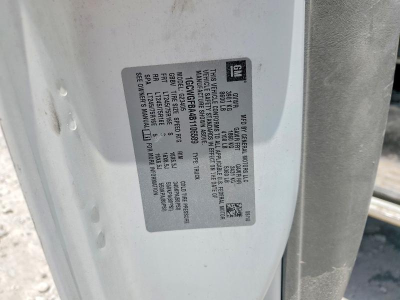 Aukcja sprzedaży 2011 Chevrolet Express G2500, vin: 1GCWGFBA4B1106589, numer aukcji: 52513906