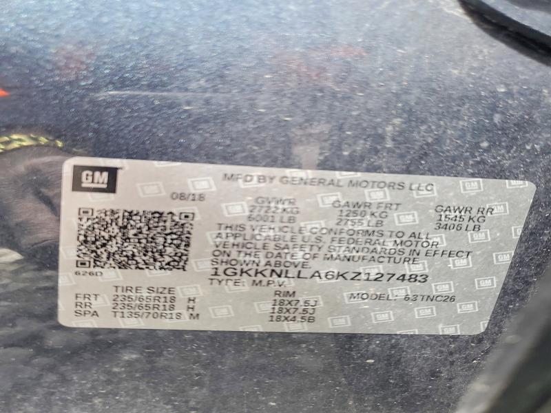 Aukcja sprzedaży 2019 Gmc Acadia, vin: 1GKKNLLA6KZ127483, numer aukcji: 52552296