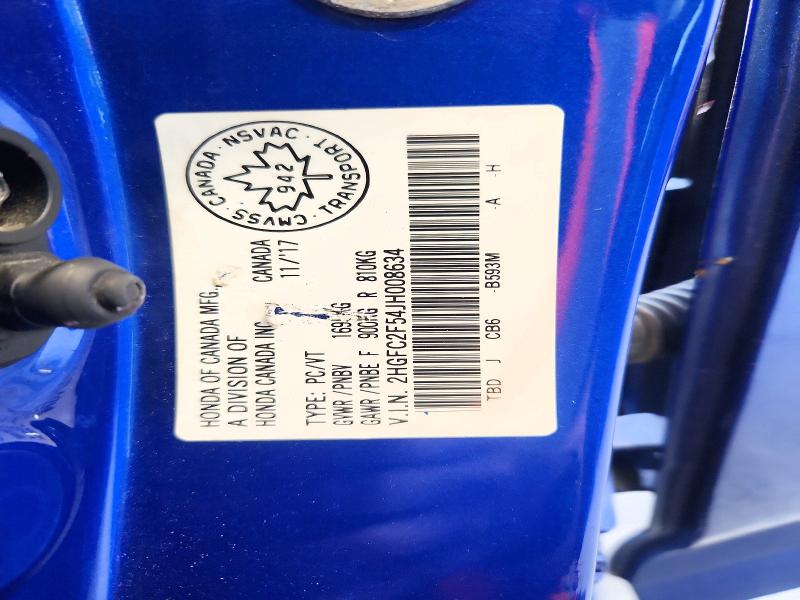 55164056 :رقم المزاد ، 2HGFC2F54JH008634 vin ، 2018 Honda Civic مزاد بيع