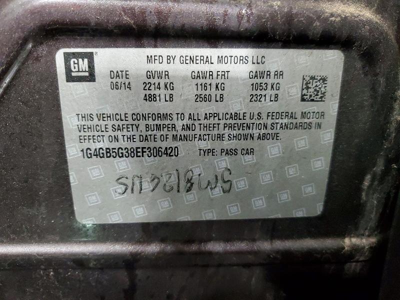 54204516 :رقم المزاد ، 1G4GB5G38EF306420 vin ، 2014 Buick Lacrosse مزاد بيع