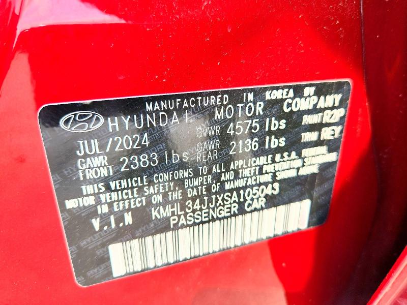54623736 :رقم المزاد ، KMHL34JJXSA105043 vin ، 2025 Hyundai Sonata Hybrid مزاد بيع