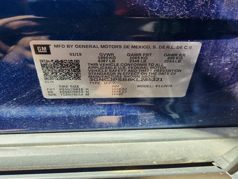 Продажа на аукционе авто 2019 Chevrolet Trax, vin: 3GNCJPSB8KL285321, номер лота: 55347116