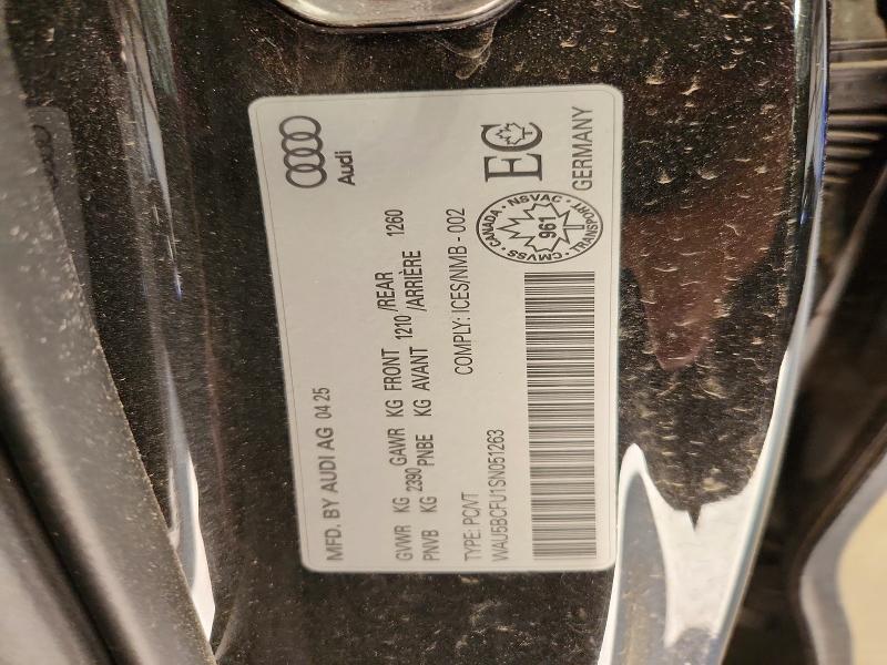 55331726 :رقم المزاد ، WAU5BCFU1SN051263 vin ، 2025 Audi A5 مزاد بيع